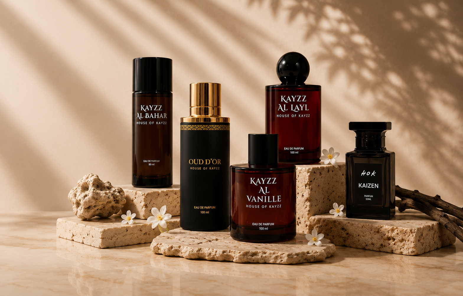 House of KAYZZ (HOKAYZZ) luxury inspired perfume collection in Oman featuring long-lasting designer-inspired fragrances